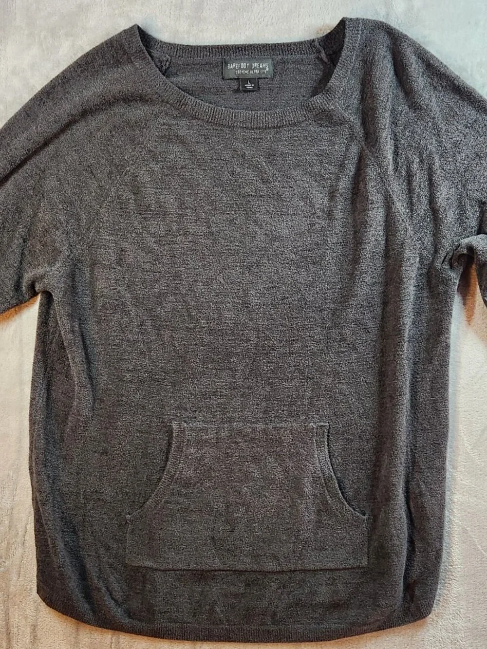 Barefoot Dreams CozyChic Ultralite Raglan Pullover Large Gray